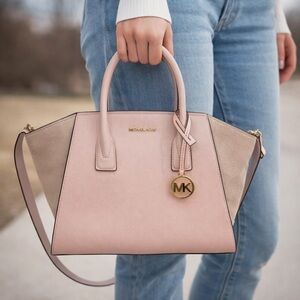 Michael Kors Avril Large Satchel Bag powder blush pink